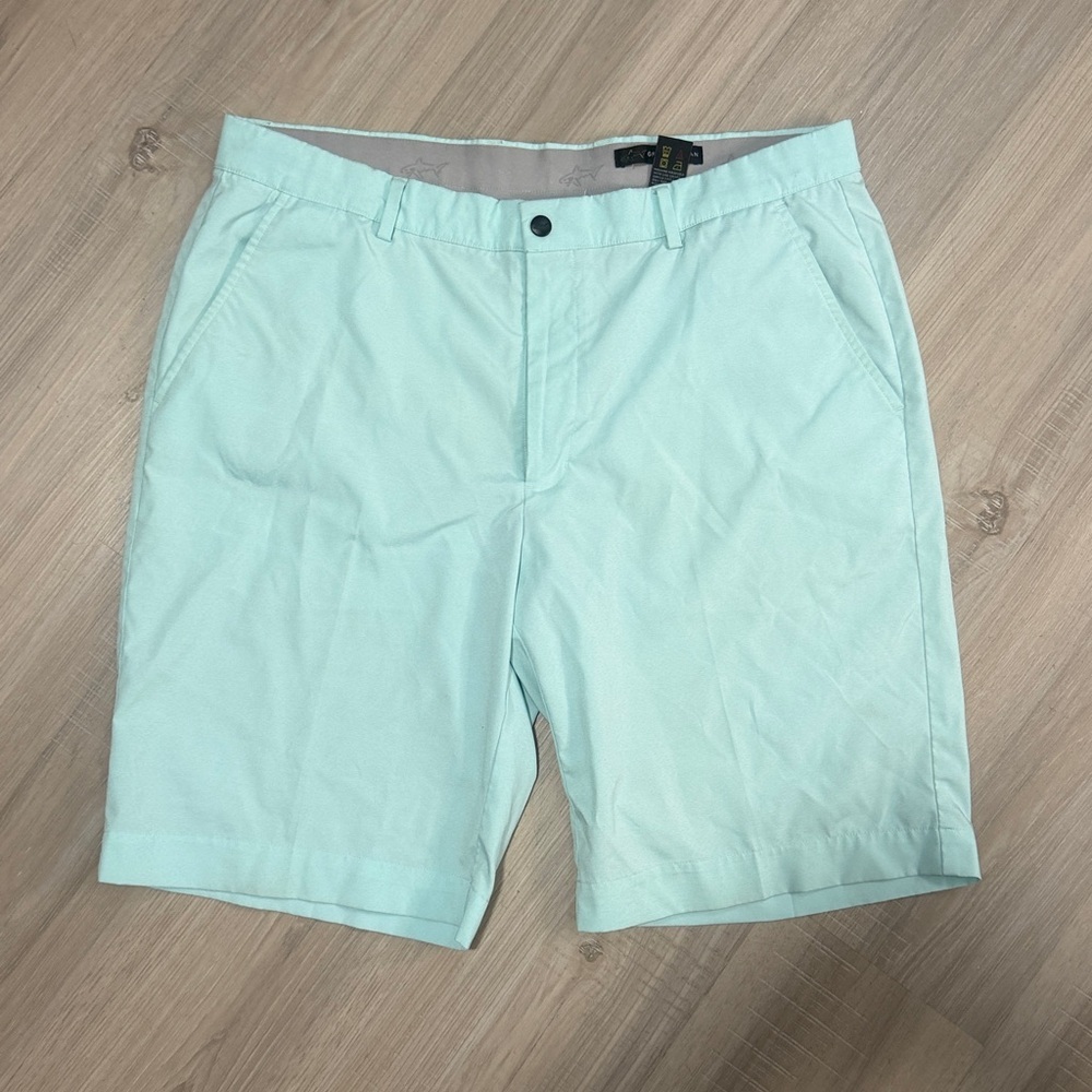 Greg Norman Aqua Blue Chino Shorts.  Sz 36